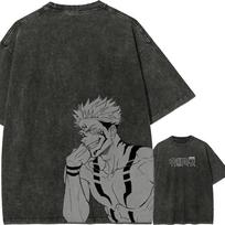 Sukuna Muscle Tshirt Jujutsu Kaisen Tee Vintage Washed Oversized Retro Anime Harajuku Streetwear Graphic Manga Mens Clothing M