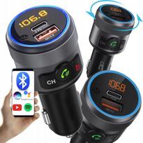 Transmiter Fm Bluetooth 5.1 Usb Szybka Ładowarka Qc 18W/Pd 24W 12/24V Bass