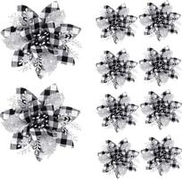 8pcs Gold/Silve Christmas Flower Pink/Blue Christmas Tree Toppers Christmas Tree Flowers Snowflake like