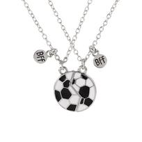 2 vnt./rinkinys Juokingas BFF pakabukas Futbolo dėlionės pakabukas Magnetiniai karoliai Geriausių draugų draugystės papuošalai Dovana 45cm white