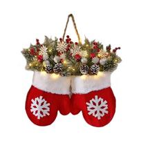 with 120 LED Lights Twinkling Christmas Mitten Wreath 10H Auto Timer Christmas Decoration Supplies Christmass Balls Hanging