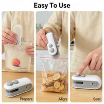 Rechargeable 2-in-1 Mini Heat Sealer With Cutter Portable Bag Sealer For Food Snacks Kitchen Storage balta