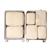 6Pcs/Set Large Capacity Luggage Compression Bag Washable Space-Saving Travel Organizer Bags Folding Portable Packing Cubes Set smėlis