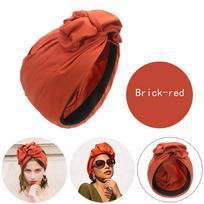 Muslim Bandana Headscarf Female Headband Ladies Head Wraps Turban Hat Women's Hair Cover Cap plytų raudona spalva