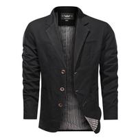 Pavasario ruduo Vyriški Retro vienspalviai kostiumai Striukės Verslo platus laisvas trijų krūtų kostiumas Daugiakišenė laisvalaikio švarko paltas 2XL juoda