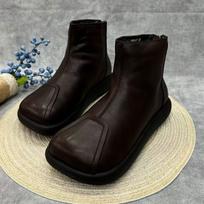 Moteriški aukštakulniai batai Madingi odiniai batai Moteris 2025 m. žiemos tendencija Prekės ženklo dizaineris Punk Goth Walking Cozy Mujer Chelsea Botas 35 ruda
