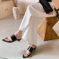 Krazing Pot Sheepskin Suede Mules Summer Size 40 Set Outside Slippers Flip Flops Thick Heels Women Peep Toe Sandals 35 juoda