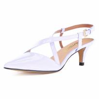 Moteriškos 5 cm smailaus piršto kryžminio dirželio sagtimi sandalai Slingback Pumps aukštakulniai vakarėlis vestuvinė suknelė Patogūs batai 35 balta