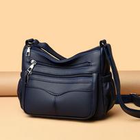 Women's Versatile Large-Capacity Crossbody Shoulder Bag - Solid Color, Fashionable, Casual Square Design tamsiai mėlyna spalva