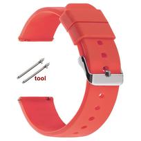 12/14/16/18/20/22/24mm Silicone Watch Bands Soft Quick Release Rubber Watch Band for Samsung Galaxy for Huawei Watch StrapsBelt 12mm&Silver Buckle raudona