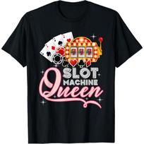 Lucky Slot Machine Queen shirt - Funny Casino Gambling T-Shirt S juoda