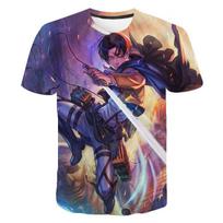 High Quality Attack on Titan 3D Digital Print T-Shirt, Comfortable Polyester Fabric, Casual Daily Wear Short Sleeve Tops XS
