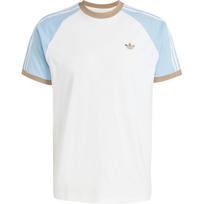 Adidas Originals Cali Sport Apvalus kaklas Siauras prigludimas Madingi trumparankoviai marškinėliai Vyriški viršutiniai drabužiai Balti Šviesiai mėlyni Rudi KC4960 M