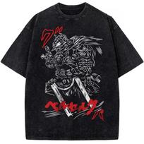 Manga Berserk Guts Printed Tee Men Women Short Sleeve Clothing Washed Cotton Tshirt Vintage Casual T Shirt Harajuku Male Tshirt S