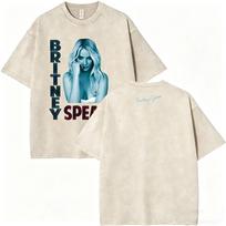 Skalbti vintažiniai Britney Spears veido grafikos marškinėliai vyrams moterims madingi kasdieniai per dideli trumpomis rankovėmis marškinėliai unisex gatvės stilius S