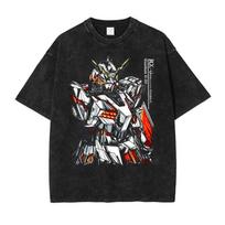 Gundam Mobile Suit Printed Tshirt Mens and Womens Washed Tshirt High Quality Vintage Cotton Tshirt Harajuku YK Tops M