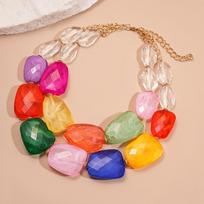 Translucent-jelly Oversized Resin Strand Facet-cut Geometric Facet Choker  Fashion Forward Women įvairiaspalvis