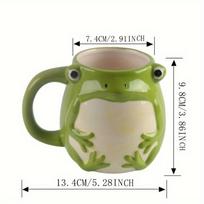 Coffee Frog Mug Green Porcelain Ceramic Cup With Handle Funny Novelty Cup Gift For Women Men Birthday Festival Christmas 401-500ml