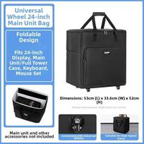 with Detachable Trolley Rolling Monitor Carry Case Padded Monitor Bag  Hold Up to 2 Screens Wheel Style (24in)