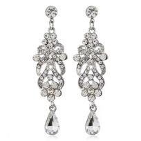 Fashion Crystal Wedding Drop Earrings for Women Silver Color Bridal Dangle Earrings Brides Gifts Birthday Party Jewelry sidabras