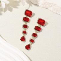 Elegant Red Crystal Water Drop Earrings For Women Gift Fashion Jewelry raudona
