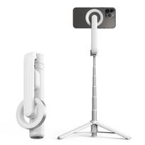 Mobiliojo telefono stovas Bluetooth asmenukių lazdelė Magnetinis rankinis kameros stabilizatorius Stalo integruotas Tiktok tiesioginės transliacijos trikampis stovas 690MM balta
