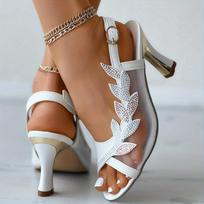 Moteriški tinkliniai aukštakulniai sandalai, madingi „Peep Toe“ sagties dirželiai „Slingback“ batai, universalios suknelės basutės 36 balta