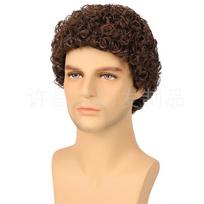 Sintetinės Realistiškos Didelių Garbanų Perukai Vyrams Juodi Pūkuoti Elastingi Garbanoti Plaukai Trumpi Afro Perukai Kasdieniniai Kvėpuojantys Vyriški Perukai Kasdieniam Cosplay beige
