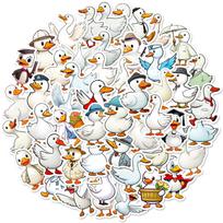 50 Dideli baltų žąsų lipdukų Animacinių mielų ančiukų lipdukų Lagaminui Nešiojamam kompiuteriui Vandens puodeliui