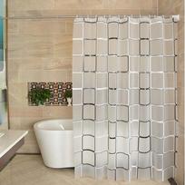 PEVA Fabric Waterproof Checkered Print Bathroom Curtain 180 X 180cm Thickness: 0.08MM