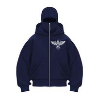 Men'S Zip-Up Hoodie with Full-Zip Closure Gym Hooded Sweatshirt with Front Zipper Closure Sweater Hoodie Casual Wear Street Style Comfortable Material S tamsiai mėlyna spalva
