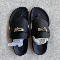 Sheepskin British small gold buckle leather thick-soled flip-flops women's summer outer wear pinch foot flip-flops muffin cool slippers 35