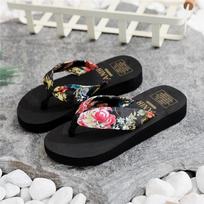 Women Slippers Summer Ethnic Style Flip Flops Women Bohemian Silk Satin with Casual Beach Slippers for Women Designer Sandals 36