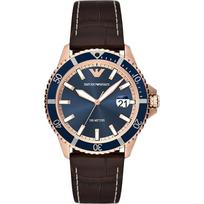 Emporio Armani Diver Mėlynas Rudo Odos Vyriškas Kvarcinis Laikrodis AR11556 mėlyna