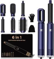 "6-in-1 Hairstyler Pro", plaukų džiovintuvas ir oro stiliatorius su garbanojimo žnyplėmis, automatinis oro srautas, plaukų džiovintuvas, apvalus šepetys, terminis šepetys, plaukų tiesintuvas, "Airbrush Multistyler" dovanų rinkinys moterims