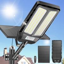 "Adewalk" 1200 W saulės gatvių apšvietimas su nuotolinio valdymo pulteliu, IP66 vandeniui atsparūs saulės žibintai, skirti naudoti lauke su judesio jutikliu, 6500 K padalyti saulės žibintai, LED saulės prožektoriai, skirti sodams, garažams, keliams