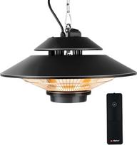 "alpina Patio Heater GS-1500" - 1500 W infraraudonųjų spindulių šildytuvas - lubinis šildytuvas, skirtas naudoti patalpose ir lauke - su nuotolinio valdymo pulteliu - IP44 sertifikatas - tvirtinimas prie lubų - skersmuo 42,5 x 12,5 cm - juodas