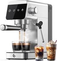 "AMZCHEF Portafilter Machine" 20 barų aparatas su LED ekranu, "2-in-1" espreso aparatas su 1,2 l nuimamu rezervuaru, skirtas dovanoms namams, kompaktiškas nerūdijančio plieno latte aparatas, 1350 W
