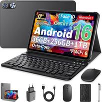 "Android 16 Tablet 12 Zoll mit Gemini AI, planšetiniai kompiuteriai su jutikliais, skoniu, rašikliu ir rašikliu, "Unisoc T7250 Octa-Core", 36GB RAM + 256GB ROM + 1 TB TF, 1920x1200 HD ekranas, 8MP + 20MP dviguba kamera, 9000 mAh