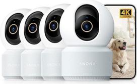 "Anona Pano 4K UHD vidaus stebėjimo kamera (4 vnt.), 360° pasukimo ir sekimo kupolo kamera, skirta namų stebėjimui, "Wi-Fi 6" su asmens, augintinio ir kūdikio šauksmo aptikimo funkcija, dvipusis garsas