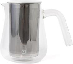 "Arca X-Tract" stiklinis kavos puodelis su filtru 1,0 l kavos virimo aparatas 4-5 puodeliams Kavos virimo aparatas su kavos filtru iš nerūdijančio plieno, kuris išlaiko šilumą Kavos virimo aparatas "Cold Brew" kavos virimo aparatas