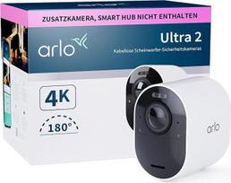 "Arlo Ultra 2" lauko stebėjimo kameros, belaidės, 4K UHD kokybės produktas, 180° matymo laukas, prožektorius, spalvotas naktinis matymas, judesio jutiklis, pavojaus sirena, papildoma kamera su baterija, išmanusis koncentratorius
