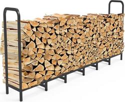 "Artigarden" malkų stovas 244 cm, reguliuojamas ir tvirtas malkų stovas židiniui, patalpoms ir lauke, metalinis malkų laikiklis, lentyna malkoms, juodas