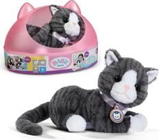 "BABY Born My Cat Cookie" - pliušinis žaislas su garsu ir vibracija - su kačių krepšeliu - veikia su baterijomis - tinka vaikams nuo 1 metų