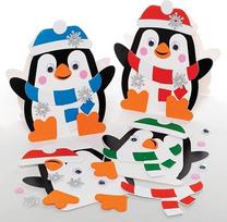 "Baker Ross" FE834 "Penguin" atvirukų rinkiniai - 6 vnt., atvirukų kūrimo rinkinys vaikams, kalėdinių atvirukų gamyba, idealus šventinis meno ir amatų projektas