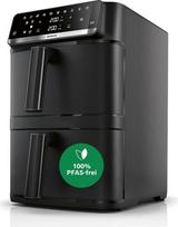 "Bosch Series 6 XXL" karšto oro keptuvė, 12 l, dviguba kamera, taupanti vietą, 6 programos, be PFAS, juoda, "AirFryer Series 6", MAFD661B0
