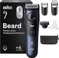 "Braun BT7520 Series 7" elektrinis barzdos skustuvas vyrams su 6 priedais, itin aštriais "ProBlade" ašmenimis, 120 min. baterijos veikimo laikas, belaidis barzdos skustuvas, 40 ilgių, atsparus vandeniui, mėlynos spalvos