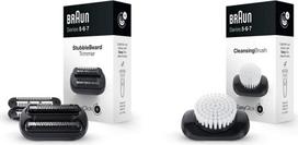 "Braun EasyClick" 3 dienų barzdos kirptuvo priedas vyriškiems skustuvams ir "EasyClick" veido valymo šepetėlio priedas skustuvams vyrams, suderinamas su 5, 6 ir 7 serijos elektriniais skustuvais