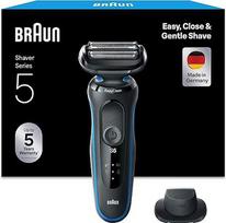 "Braun Series 5" elektrinis skustuvas su "EasyClick" priedu ir tiksliu kirptuvu, vyriškas elektrinis skustuvas, "EasyClean", drėgnas ir sausas, dovanojamas vyrams, pagamintas Vokietijoje, 51-B1200s, mėlynas