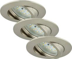 "Briloner Leuchten" 7296-032 LED įleidžiami šviestuvai, 3 vnt., reguliuojamo apšvietimo lubų šviestuvai, pasukamas LED modulis, kiekvienas 6,5 W, 570 liumenų, 3000 kelvinų, IP23, matinis nikelis, 82 x 28 mm (DxH), 7296-032
